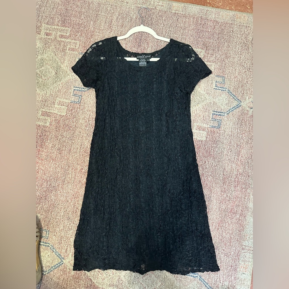 Carol little vintage 90s black lace mini dress size 8 with attached slip